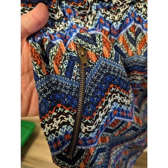 One Clothing Mini Dress Printed with Blue and Purple Tones with Striped Round Ne - Picture 4 of 6